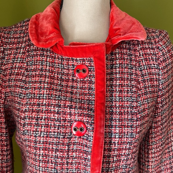 MARC JACOBS TWEED AND VELVET 100% wool JACKET SZ L - Picture 3 of 16